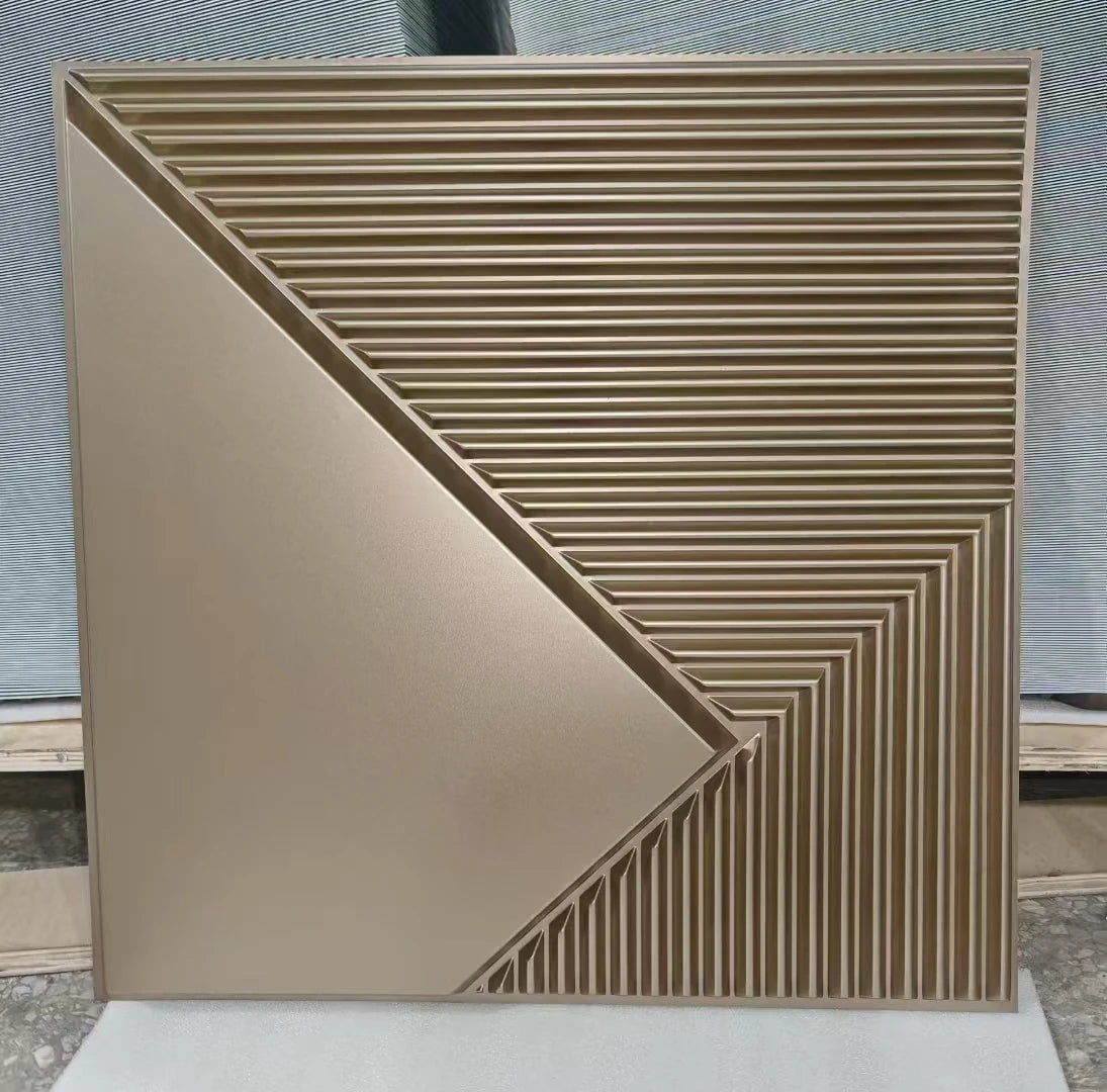 Modern Square Decor 3D Wallpaper Gold Waterproof PVC Wall 3D Panels for Apartment Staircase Warehouse Gym Warehouse