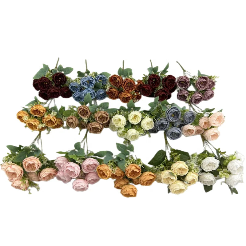 Hot Sale Silk Flowers Artificial Rose Bouquet Flower for Wedding Decoration