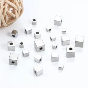 304 Stainless Steel Square Spacer Beads with Hole DIY Jewelry Making Chain and Bead Caps Loose Beads for Creative Accessories