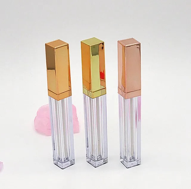 4ml Rose God Bronze Square Lip Gloss Tubes Empty Plastic ABS Lip Gloss Cosmetic Containers