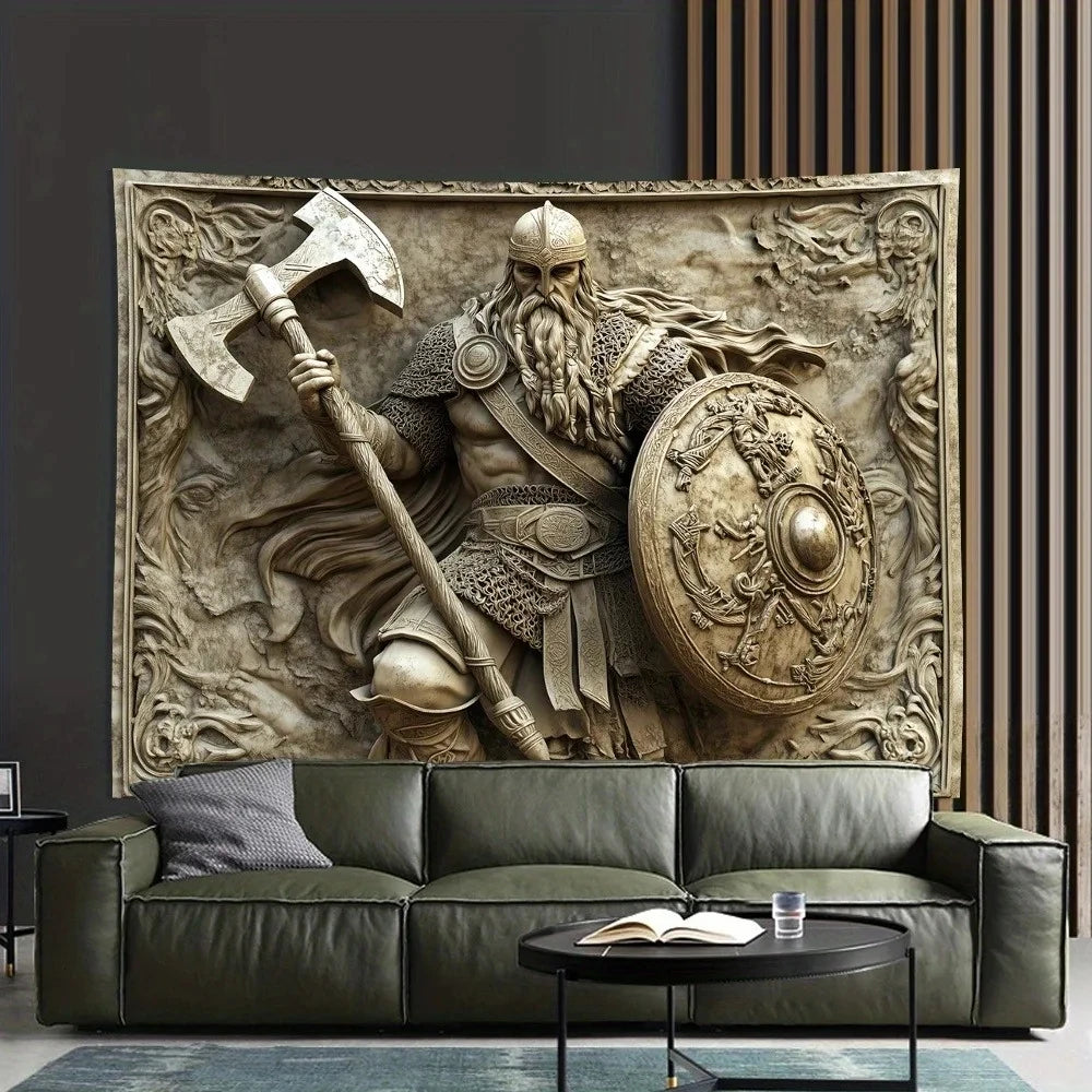 Custom Ancient Viking Meditation Rune Tapestry Woven for Home Living Room Dormitory Wall Decor Background Cloth Aubusson Style