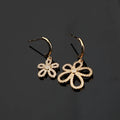 Trendy Gold Plated Asymmetric Drop Earrings for Women Fashionable Korean Style with Zircon Flower Made of Brass