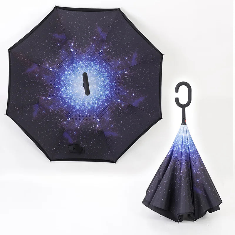 LOTUS Hot Sale 23 Inch Double Layer Car Umbrella Standing Reverse Umbrella Pattern for Advertising Umbrella