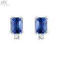 High-End 18K White Gold Natural Sapphire Jewelry Set Trendy Real Natural Diamond Stud Earrings for Wedding