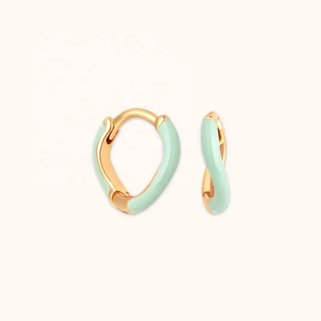 LOZRUNVE 18k Gold Plated Dainty Neon Enamel Wave Huggie Earring Silver 925 Custom