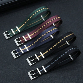 Custom Premium Nylon Smartwatch Strap Herringbone 18mm 20mm 22mm Seatbelt Striped Fabric Pin Buckle