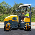 Two Wheel Vibratory Road Roller Compactor Walk Behind Double Drum with Engine Pump Motor-For Sale
