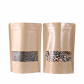 Resealable Kraft Stand up Paper Coffee Pouch With Ziplock and Window Custom White Printed Colored Kraft Paper Pouch Zipper Bag