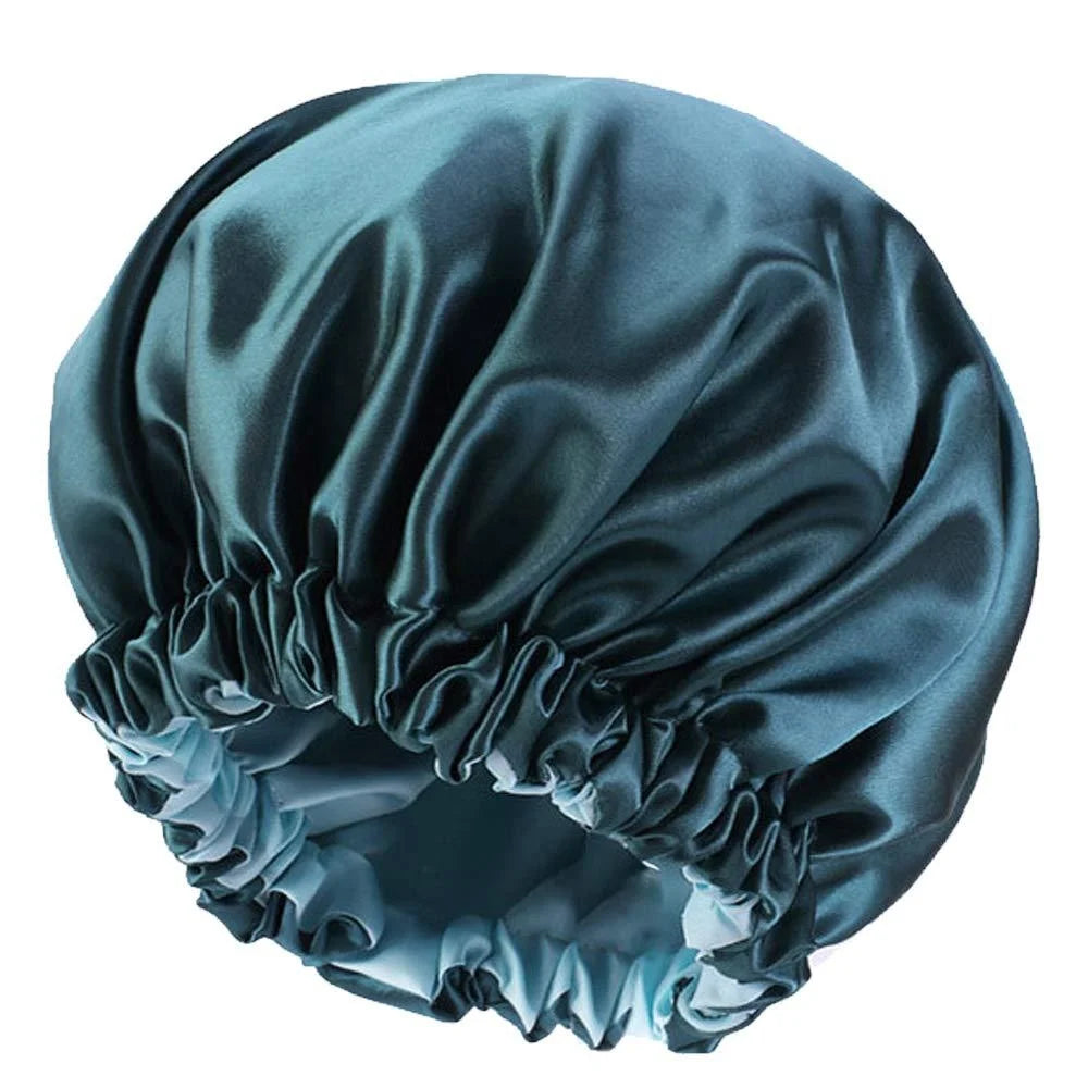 Wholesale Custom Logo Reversible Double Layer Satin Silky Sleep Bonnets Night Sleep Cap Hair Bonnet with Soft Elastic Band