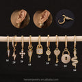 Hengsen New Gold Plated Jewelry CZ Lightening Cross Spike Small Pendant Earrings Clicker Hoop Ear Lobe Cartilage Helix Piercing