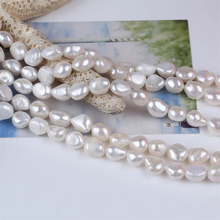 11-12mm White Baroque Loose Freshwater Pearl Strand Natural Color for Jewelry & Jewelry Making Wholesale
