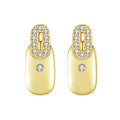 CZCITY Minimalist 925 Sterling Silver Zircon Vintage Stud Earring for Women 14K Gold Plated Paperclip Earring