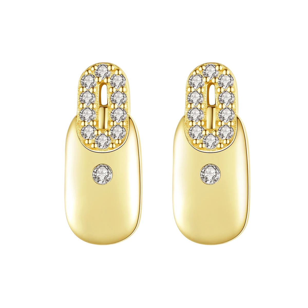 CZCITY Minimalist 925 Sterling Silver Zircon Vintage Stud Earring for Women 14K Gold Plated Paperclip Earring