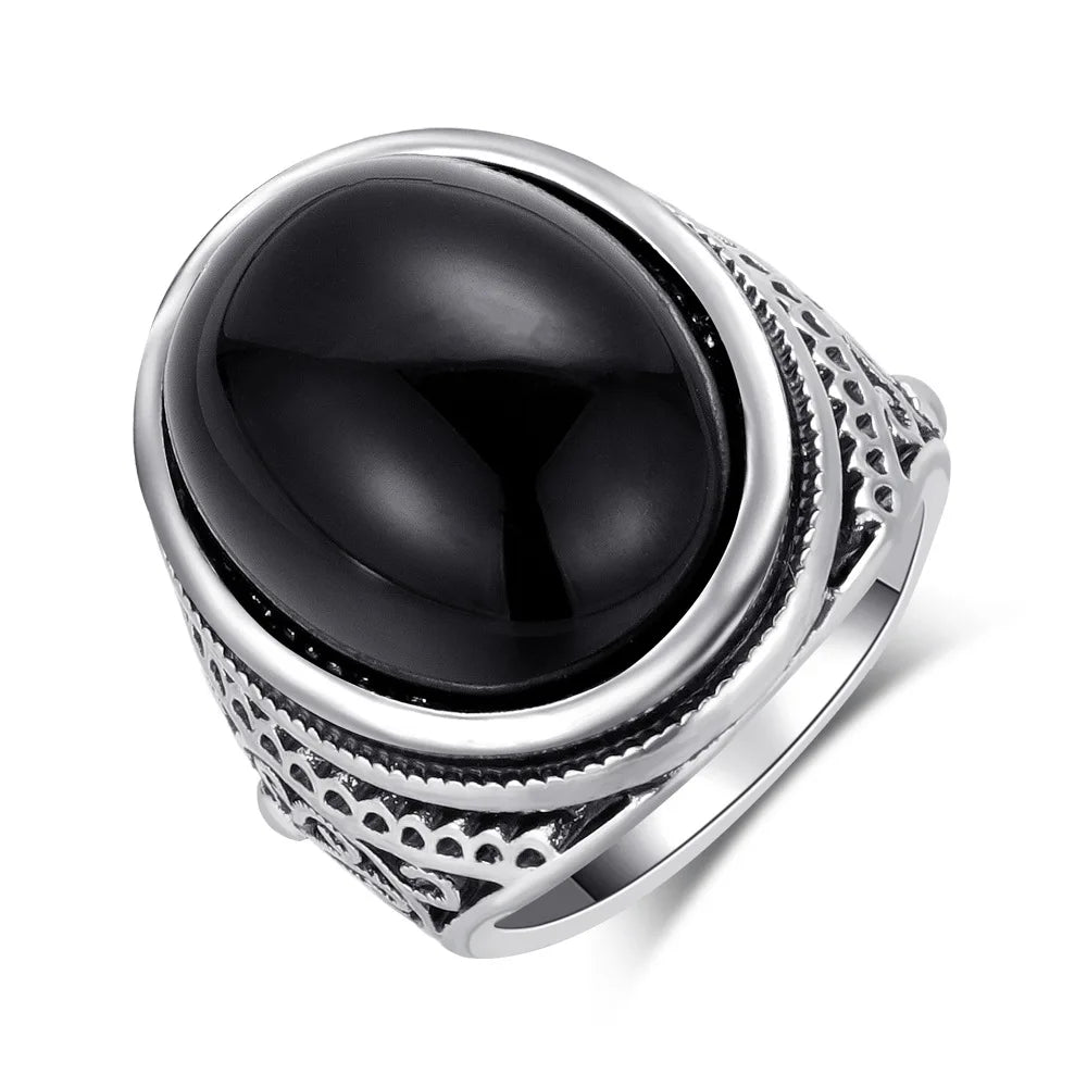Factory Wholesale Silver Plated Exquisite Carving Fine Jewelry Ring  Women Natural Agate Gemstone Ring