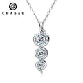 Beautiful Jewelry 925 Silver 6.5mm&5mm&4mm Round White Moissanite Three Stone Pendant Necklace Ladies Twisted Necklace