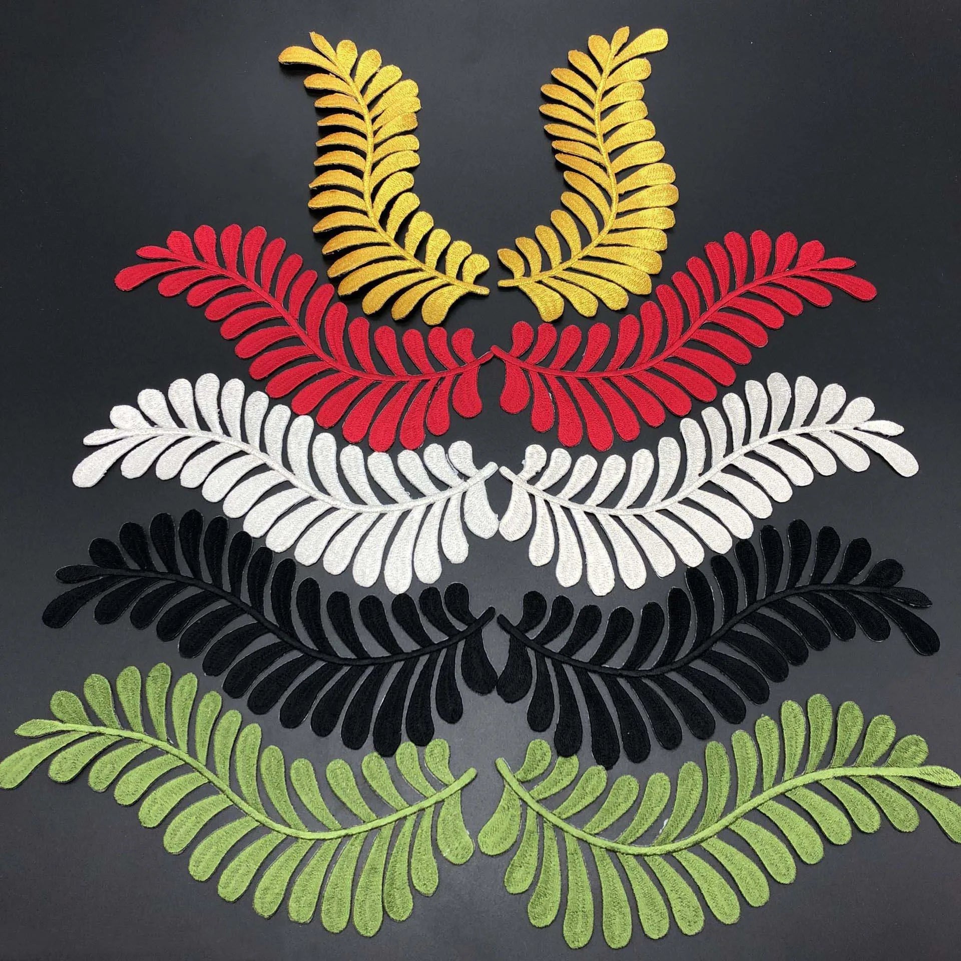 Diy Garment Costume Decorative Iron-on Patch Clothes Sticker Leaf Embroidery Gold Silver Thread Cheongsam Wedding Dress Applique