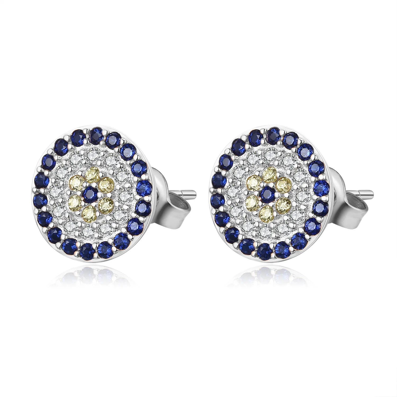 Dylam NO MOQ Eyerings Jewelry Earring Silver 925 Sterling Stud Zircon 18K Gold Plated Blue Small Turkish Eye Earrings