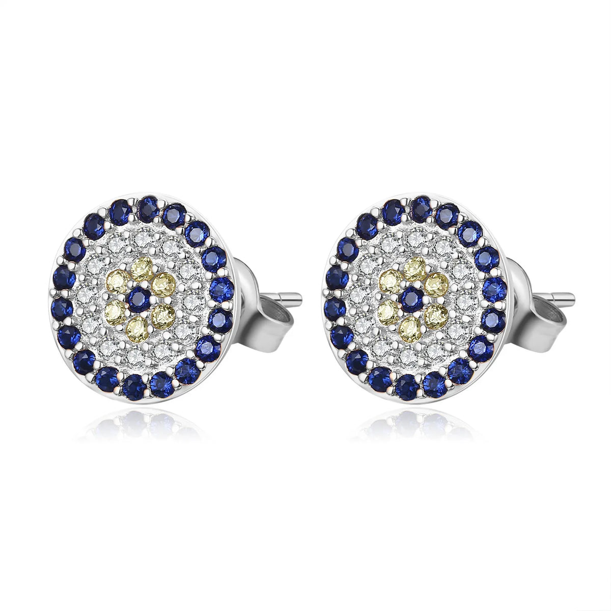 Dylam NO MOQ Eyerings Jewelry Earring Silver 925 Sterling Stud Zircon 18K Gold Plated Blue Small Turkish Eye Earrings