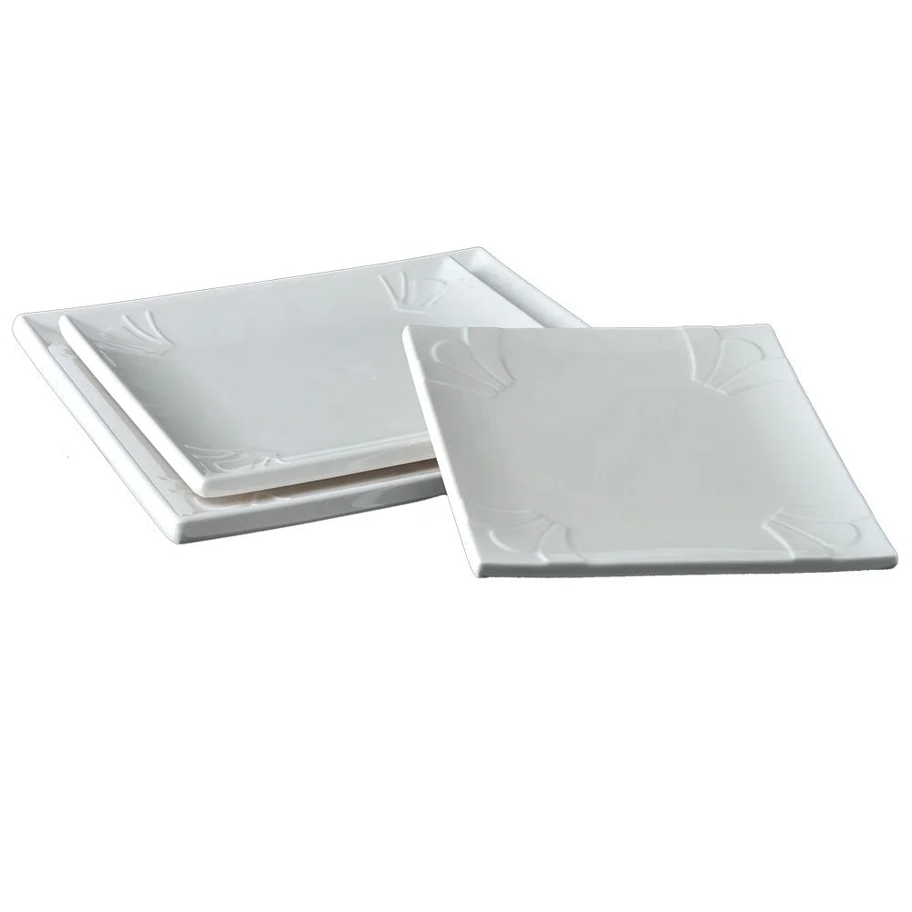 Custom Restaurant Dinnerware Nordic Style 8 Inch White Square Melamine Dinner Plate