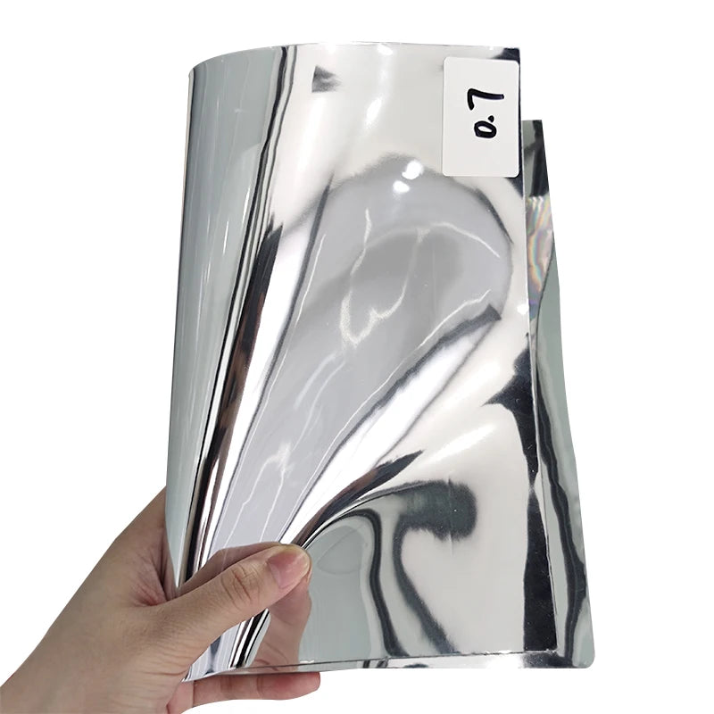 0.15 - 0.7mm Silver Metallic TPU Opaque Plastic Soft Film Fabric for Making Shoe/Bag/Handbag/Decorative/Packaging