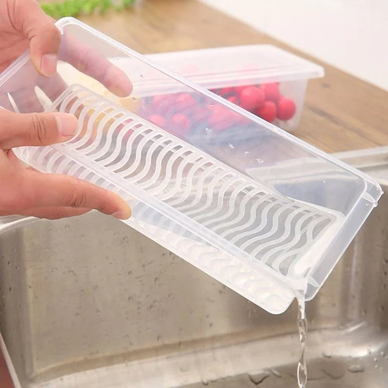 Kitchen Drain Container Transparent Simplicity Rectangular Refrigerator Refrigerated Storage Box sealed Plastic Storage