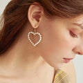 Hollowed-out Soft Geometric Heart-Shaped Pearl Earrings - Simple and Cute Ear Accessories for Women with a Touch of Nostalgia