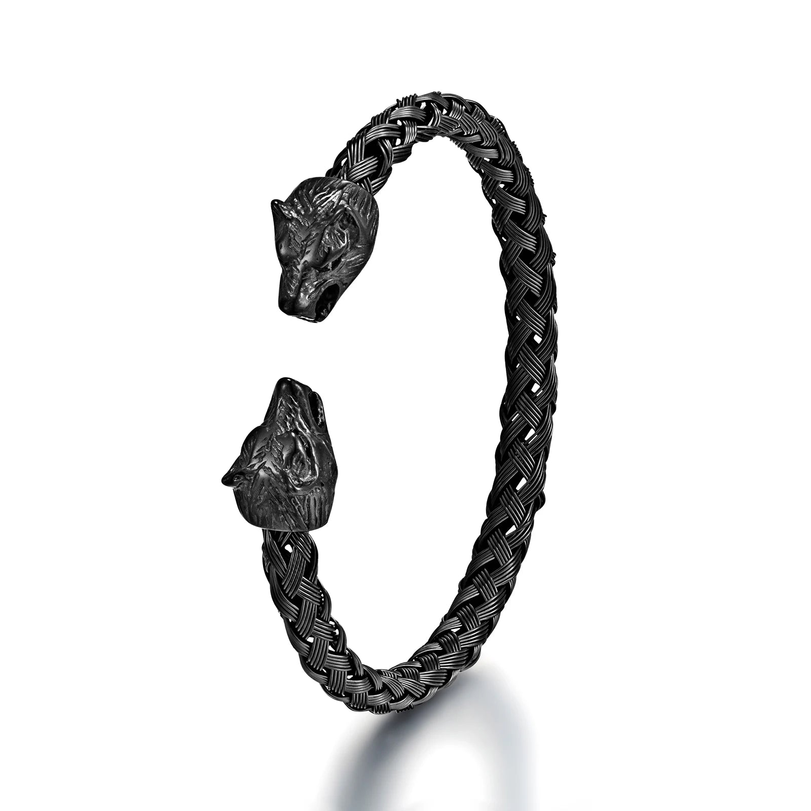European and American Men's Fashion Stainless Steel Jewelry Wolf Head Open Bracelet Men Jewelry