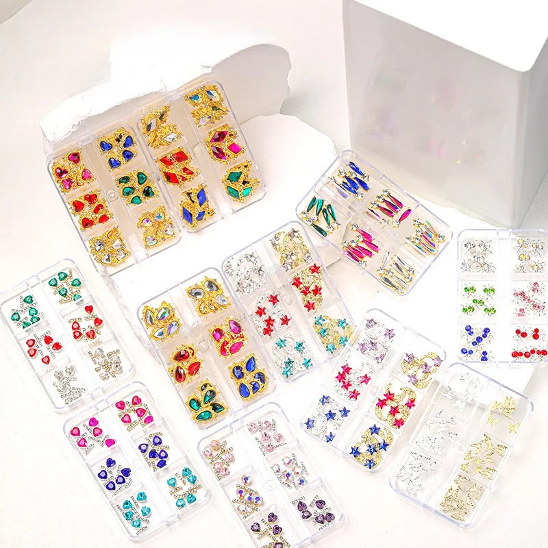 Luxury Nail Charms 3D Zircon Charms Multi Color Diamond Gold Silver Zircon Nail Art Jewelry Decoration