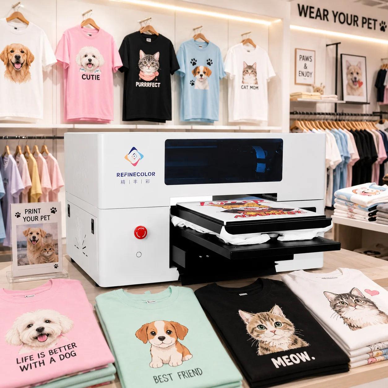 Refinecolor Cheap DTG T-shirt Printer A3 Size Multicolor Direct to Garment Printing Machine T Shirt DTG Printing Machine