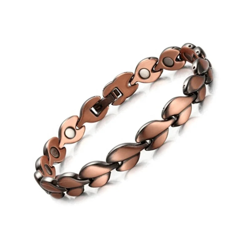 Custom Logo Pure Copper Magnetic Link Bracelet Retro Decor Wristband Bulk Wholesale Unisex Fashion Jewelry Gift