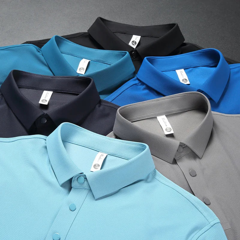 New Wholesale Men's Business Casual Golf for Polo Shirts Summer Turn-Down Collar Solid Pattern Embroidered Short Sleeves