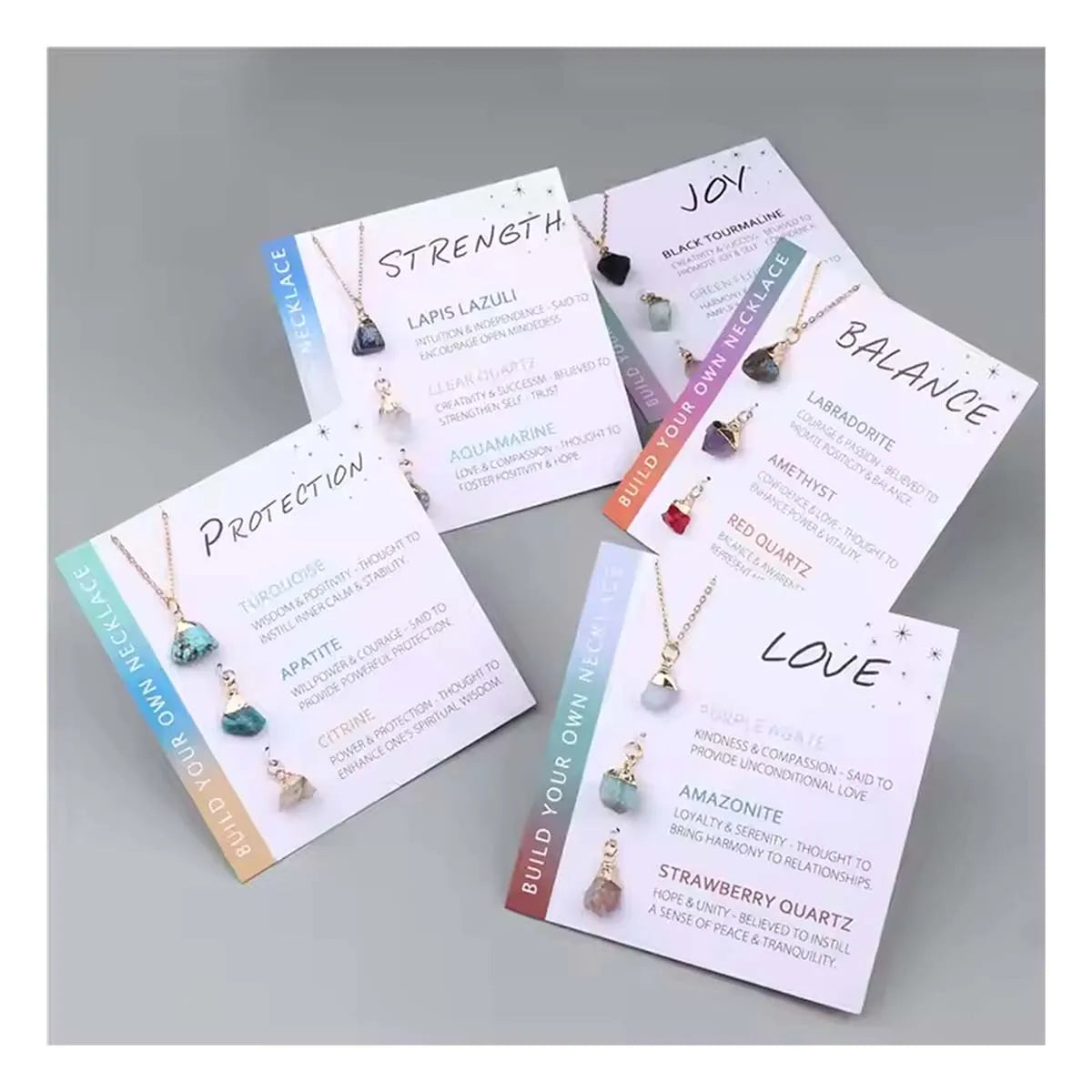 Wholesale Gemstone Jewelry Interchangeable Stone Pendant Necklace Healing Natural Stone Necklaces with Card