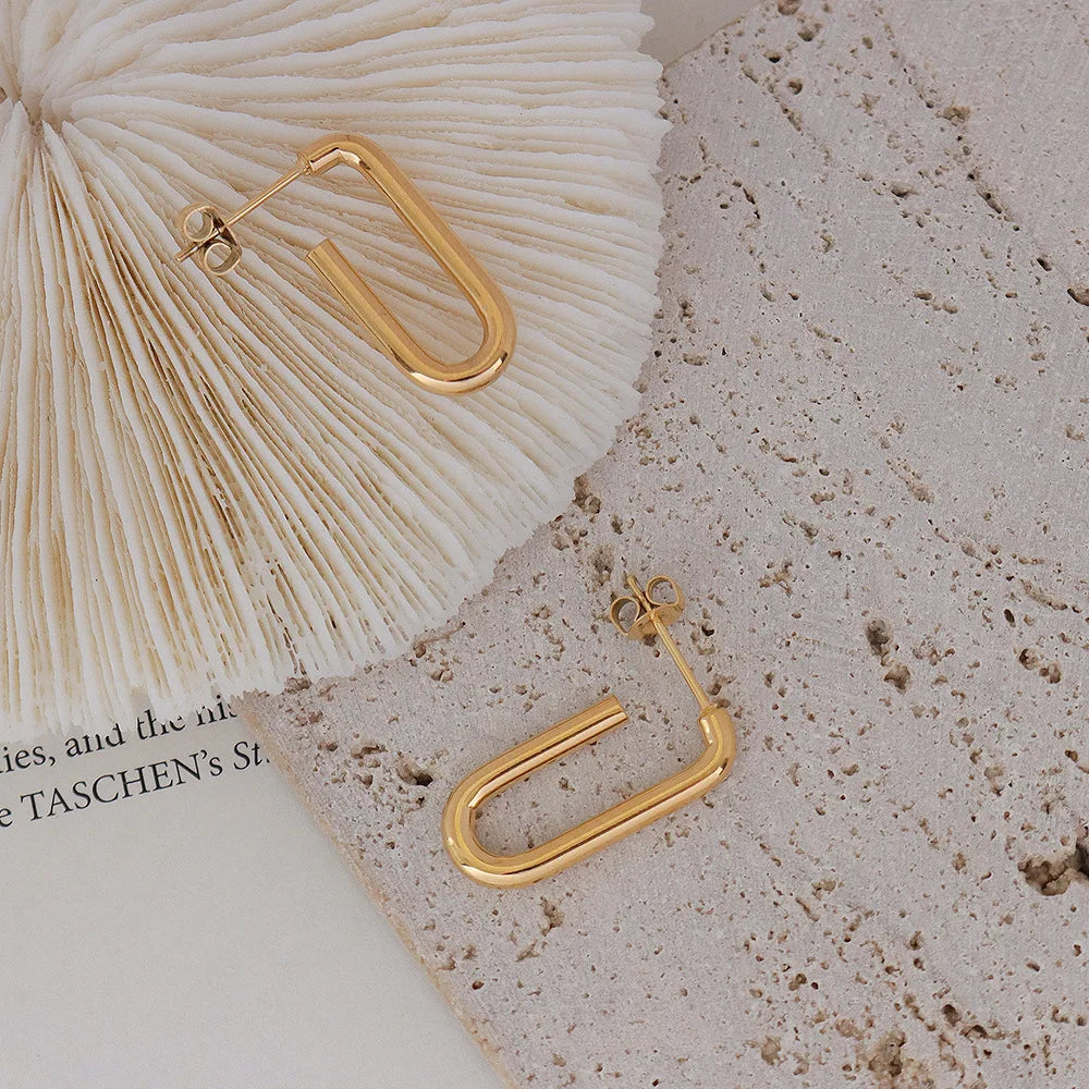 Fashion Simple U-shaped Geometric Earrings French Ins Style Trend Non Tarnish Stainless Steel Earrings Fashion Jewelry HOT Sale
