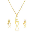 2023 Fashion Stainless Steel Hip Hop Heart Pendant Bear Necklace Earrings Two Piece Set Geometry Shape for Women Jewelry
