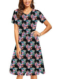 2025 Women's Casual Elegant Flowers and Plants Printed Dresses Polyester Spandex Dress Round Neck Short Sleeve Dresses