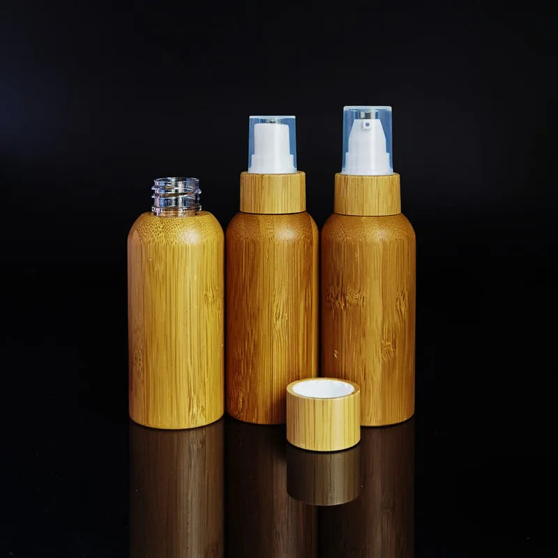 New Style 10ml 30ml 50ml 150ml Bamboo Cover Sprayer Perfume Glass Bottle/round Pump Wood Lid Cosmetic Glass Bottle Matte Bottle