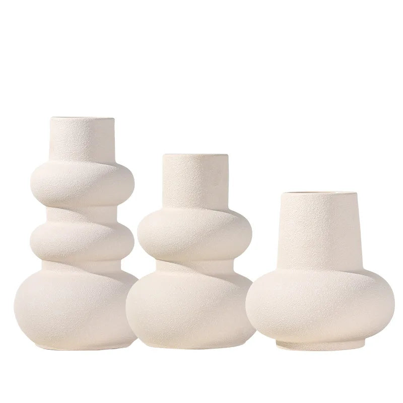 Ins Europe and AmericaCeramic Vase Plain Embryo Frosted Simple Fresh and Dry Flowers Sample Rooms