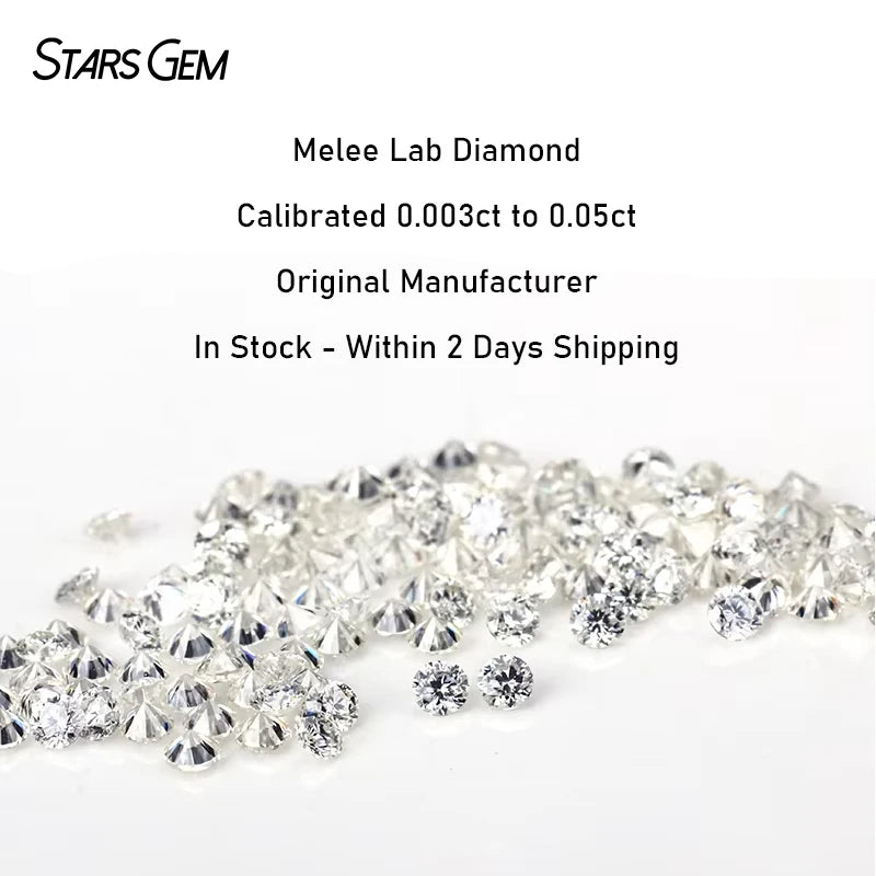 Melee Real Diamond Manufacturing Calibrated 0.003ct to 0.05ct HPHT CVD Lab Grown Diamond for Watches Dress Glass