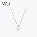 Classic Queen Style Gold Plated Sterling Silver Chain Freshwater Real Round Pearls Pendant Necklace