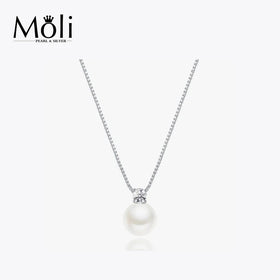Classic Queen Style Gold Plated Sterling Silver Chain Freshwater Real Round Pearls Pendant Necklace