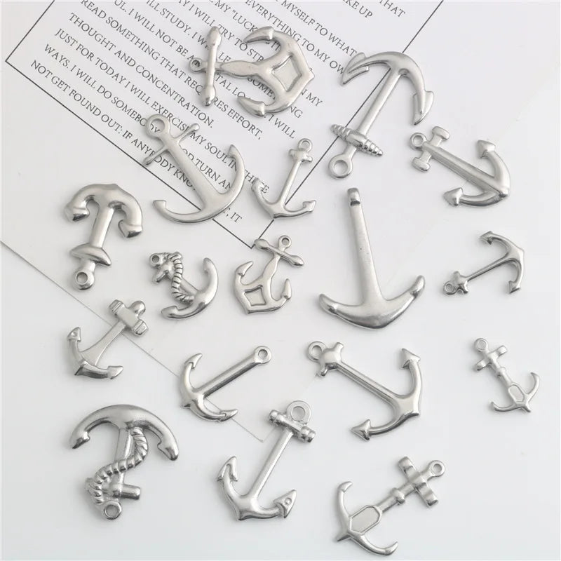 Stainless Steel Large Boat Anchor Pendant Necklace Bracelet Accessories Wholesale Diy Jewelry