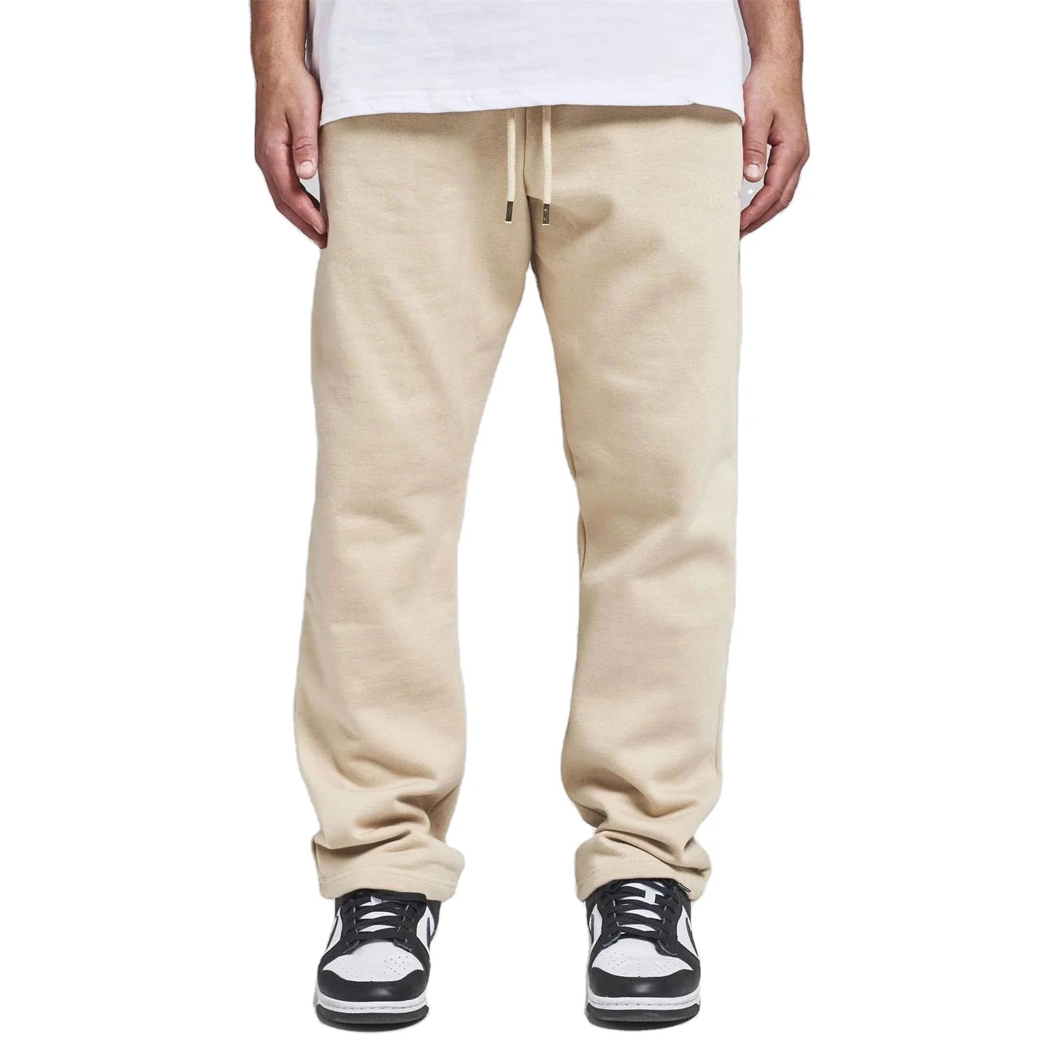Wholesale Fitted Cotton Sweatpants Colors Side Pocket Drawstring Wide Straight Leg Sweatpants
