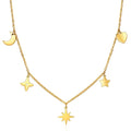 Gold Plated Women Jewelry Stainless Steel Moon and Sun Drop Necklace