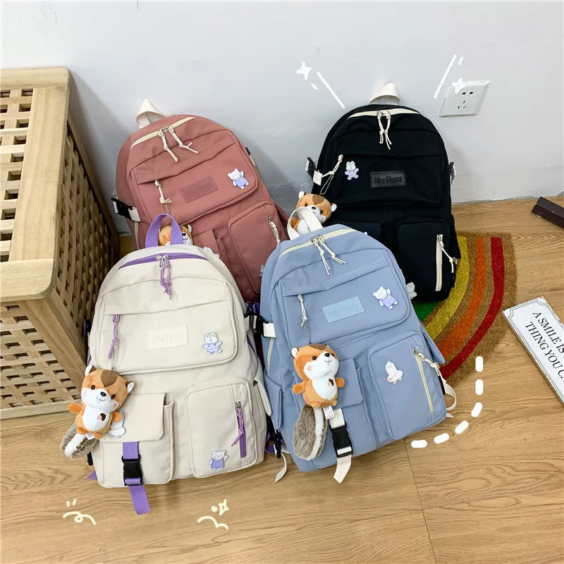 Ins Multi-pocket Retro Kids Backpack School Bag Teenage Waterproof Harajuku Style Student School Backpack Customized Logo