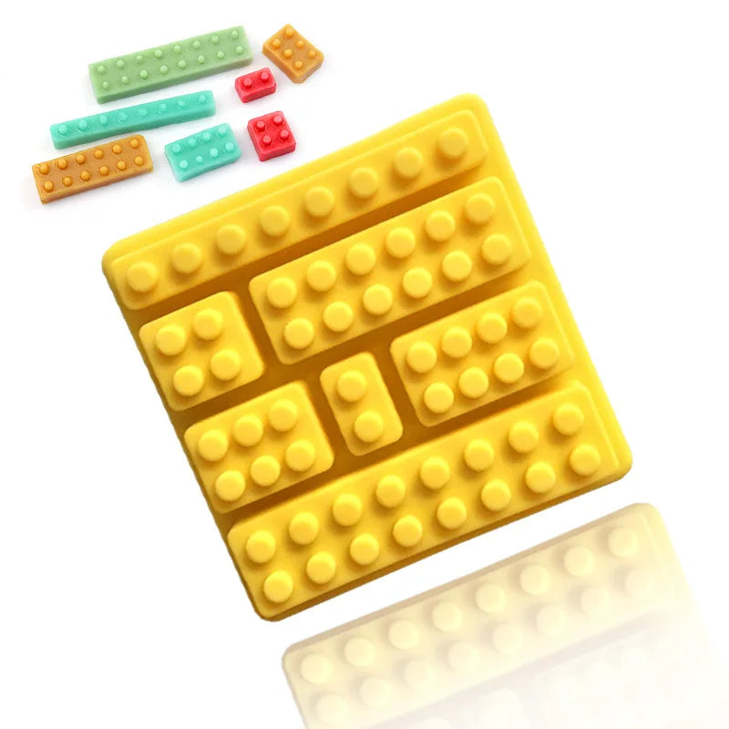 Food Grade DIY Homemade 7- Cavity Different Sizes Silicone Bricks Shaped Ice Cube Trays and Chocolate Molds