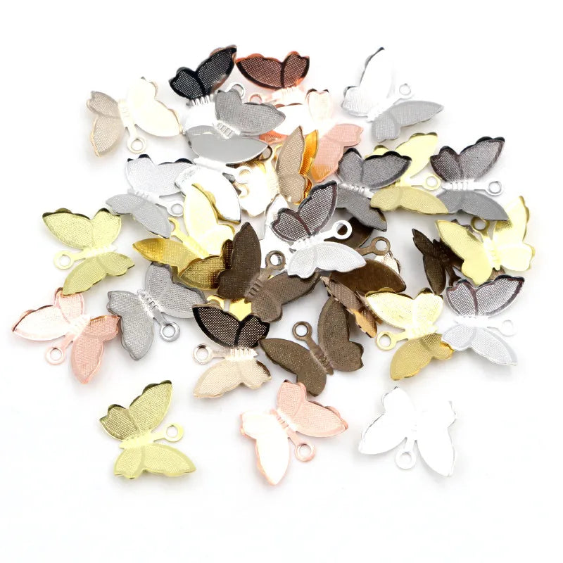 100pc/lot 11mmx13mm Metal Copper Butterfly Charms Pendant DIY Jewelry Making Findings Accessories for Necklace Beaclet Earrings
