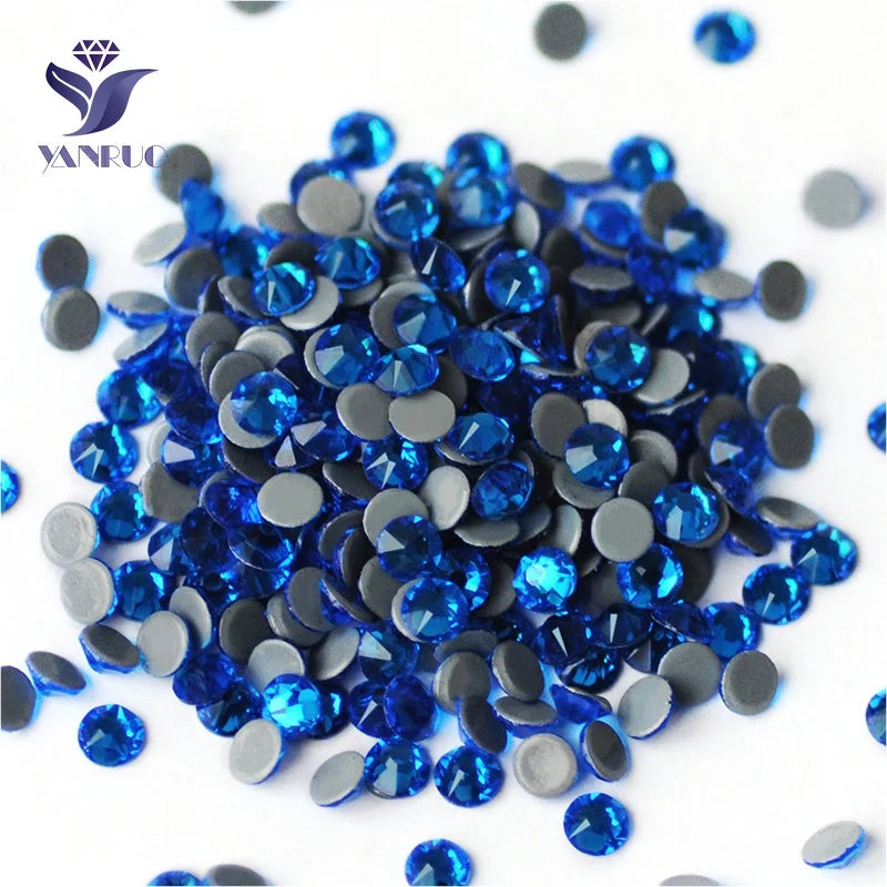 2088 Capri Blue Rhinestones 16 Cuts Facets Flat Back Glass Bulk for Garments