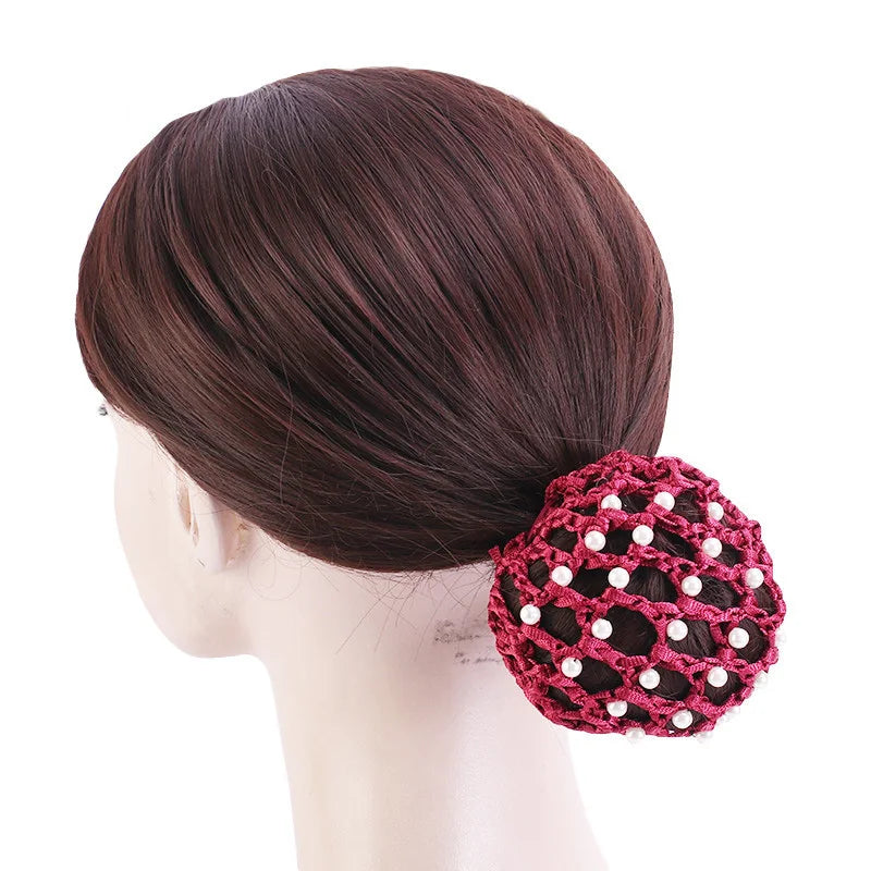 Elastic Rhinestone Hair Bun Cover Dance Hair Accessories for Women Girls