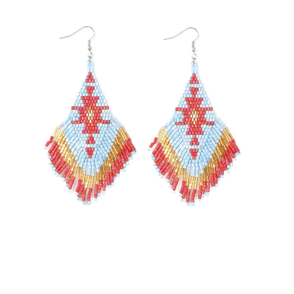Go2boho Handmade Summer Trendy Fashion Drop Earrings for Women Gorgeous Braided Drop Fringe Beaded Jewelry Miyuki for Wedding