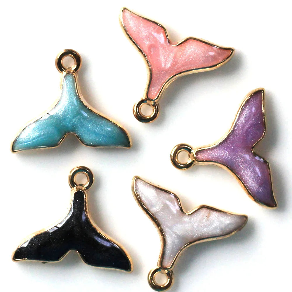 Fashion Vintage Pink Color Whale Tail Enamel Charms for Women Gift Fish Choker Necklace Boho Wedding Jewelry Pendant
